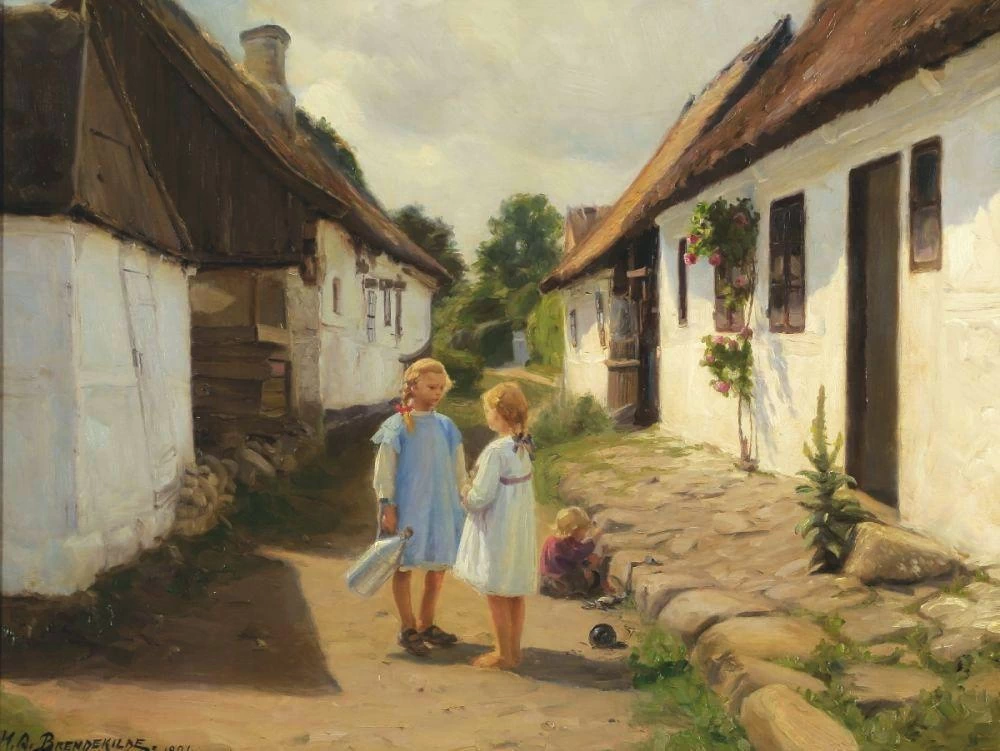 Due bambini in una strada del villaggio, 1921
